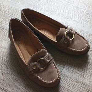 *LAST CHANCE& Natural Soul 7.5M All-Thru Comfort Tan Slip On Shoes EUC